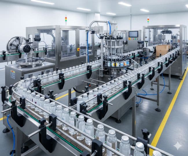 Chemical process plant with industrial piping and tanks