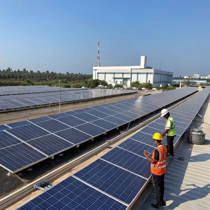 Renewable energy field with industrial-scale installation