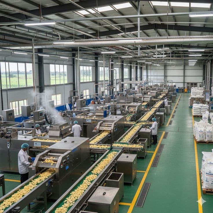 Modern manufacturing facility construction environment