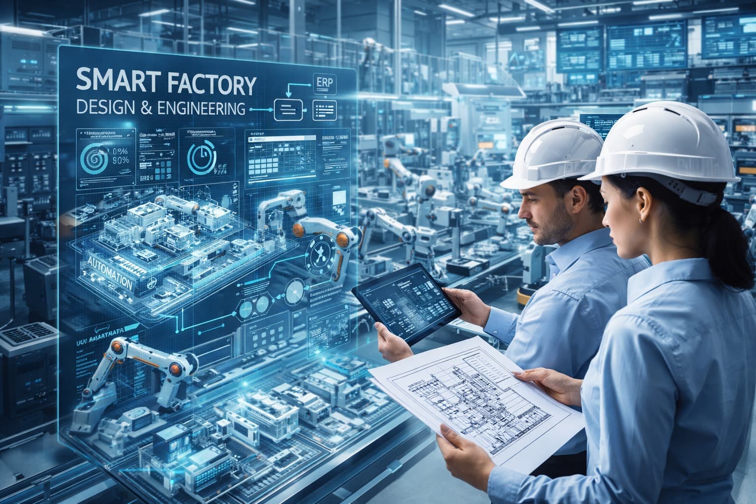 Smart factory design and engineering planning for an industrial facility